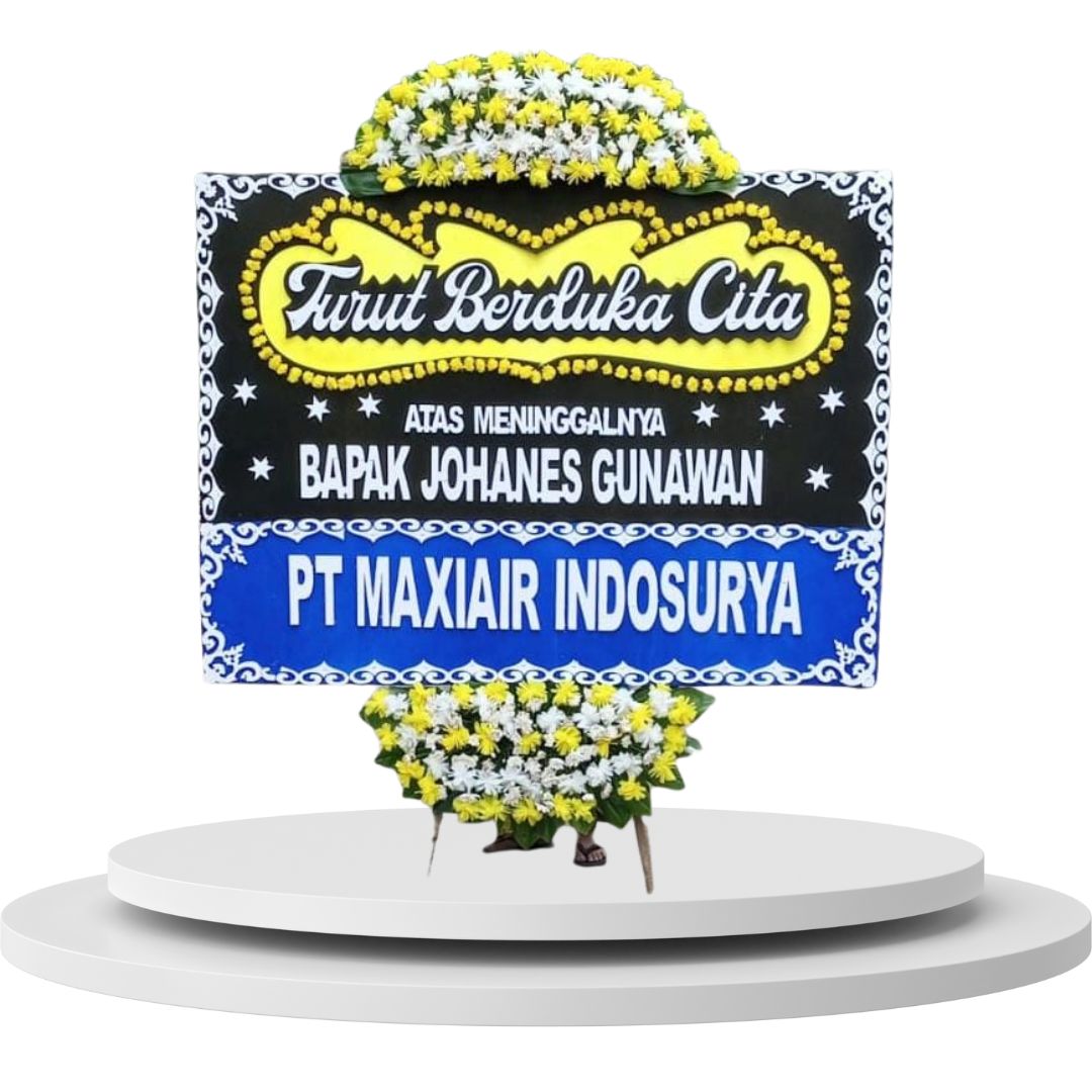 Bunga Papan Duka Cita 1,5m X 2m, Jambul Standar